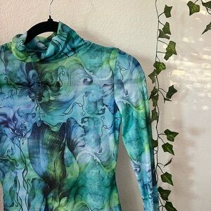 cute blue/green mesh mini dress